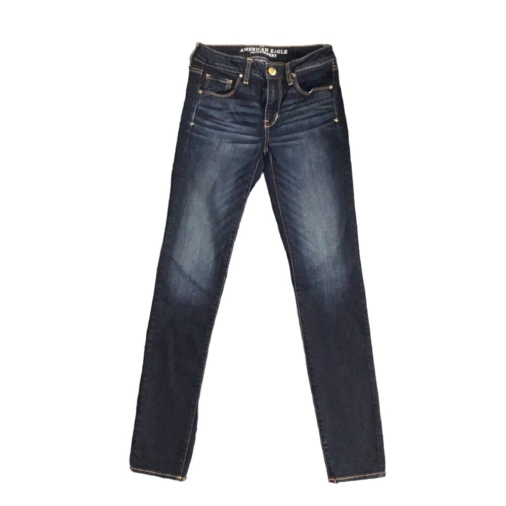 AMERICAN EAGLE Dark Wash Super Stretch Skinny Jeans  Excellent Condition Size 4L